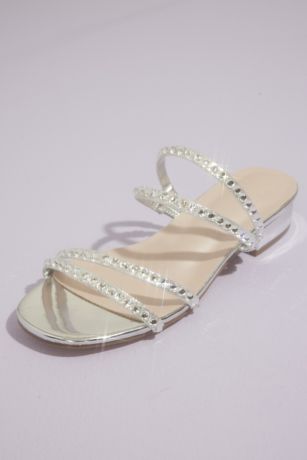 David’s Bridal Rhinestone Adjustable Strappy Flat Sandals