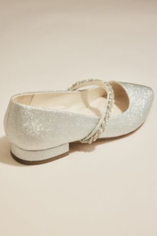 Low Block Heel Mary Janes with Crystal Rope Twist Strap | David’s Bridal