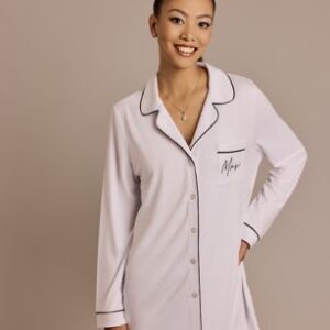 Mrs. Button-Up Pajama Sleep Shirt | David’s Bridal