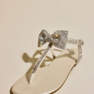 Rhinestone Bow T-Strap Sandals | David’s Bridal