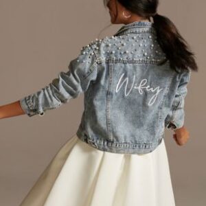 Wifey Denim Jacket with Pearl and Crystal Accents | David’s Bridal